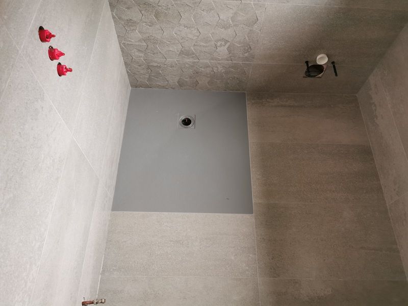 Grey porcelain walk-in shower room - finished 1