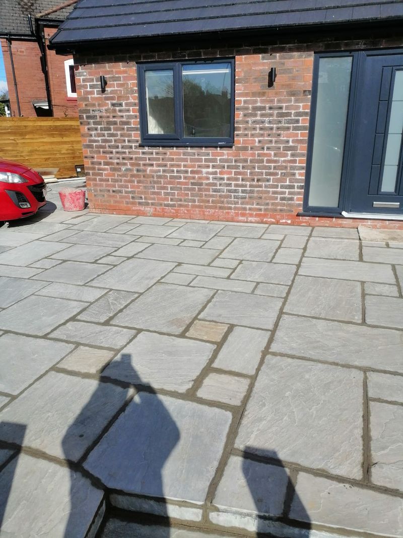 Indian sandstone patio and garden landscaping - finished 1