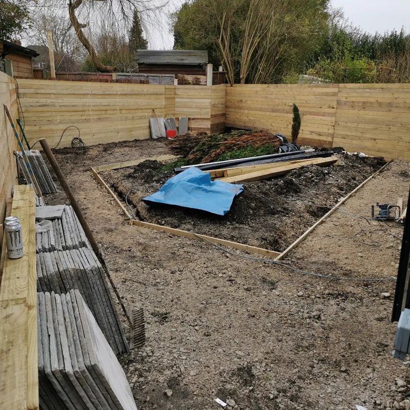Indian sandstone patio and garden landscaping - before 1