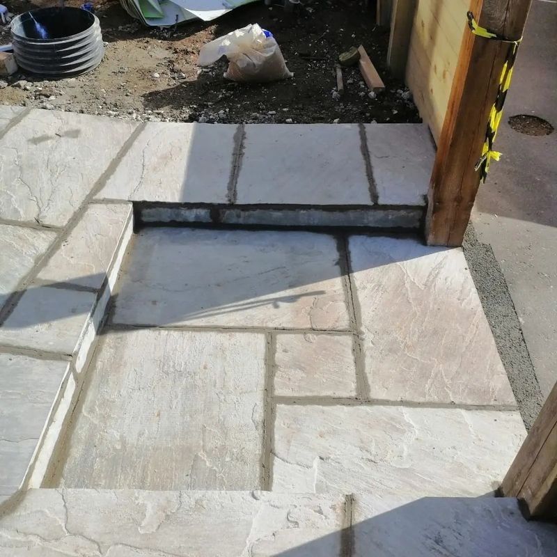 Indian sandstone patio and garden landscaping - before 3