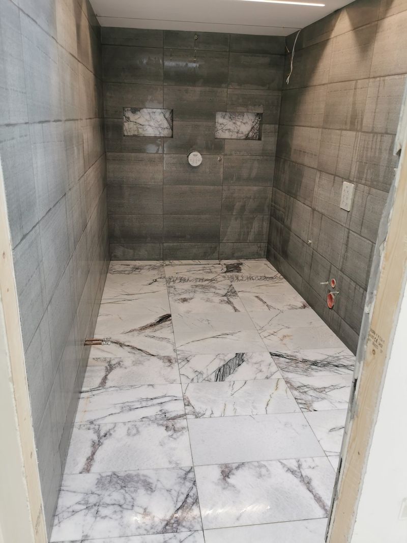 Marble bathroom with walk-in rainfall shower - finished 4